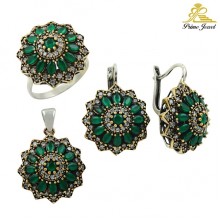 Gümüş Otantik Taşlı Set